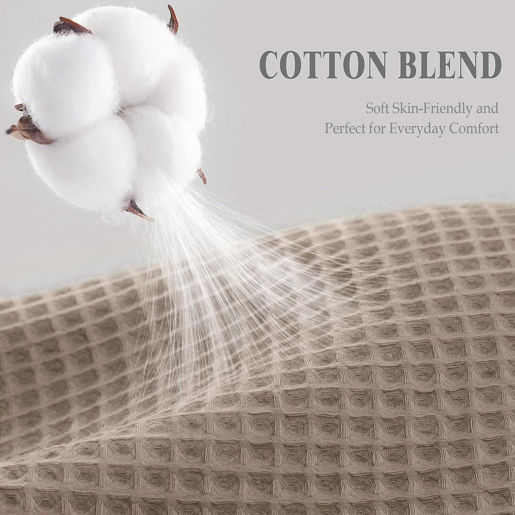 Waffle Weave Shower Curtain - Beige Cotton Fabric Texture Heavyweight Shower Curtain ,Washable,72Wx72L