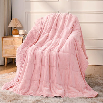Weighted Blanket for Adult, Queen Size 15 lbs 60 x 80 Inches | Soft Warm Sherpa Fleece; Cozy Flannel Filled with