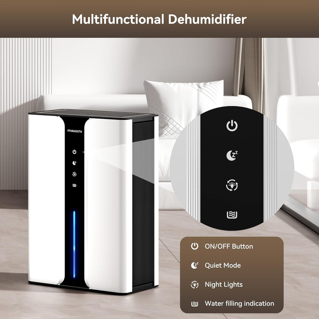 95oz Home Dehumidifier, (950 sq.ft) Quiet dehumidifier for Bedroom Bathroom with Drain Hose