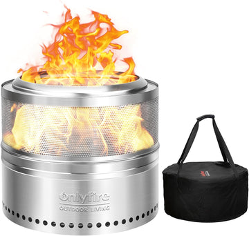 Wood Burning Fire Pit with Carrying Bag, 19.5” Detachable Portable Firepit for Camping Tailgating Patio Backyard