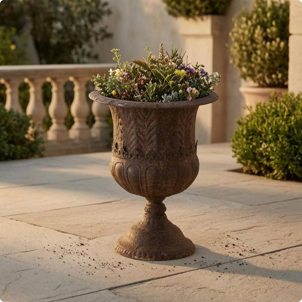 Outdoor Trophy Planter Urn Planter Pedestal Planter Pedestal Vase Garden Urn with Wide Flared Opening Narrow Neck and