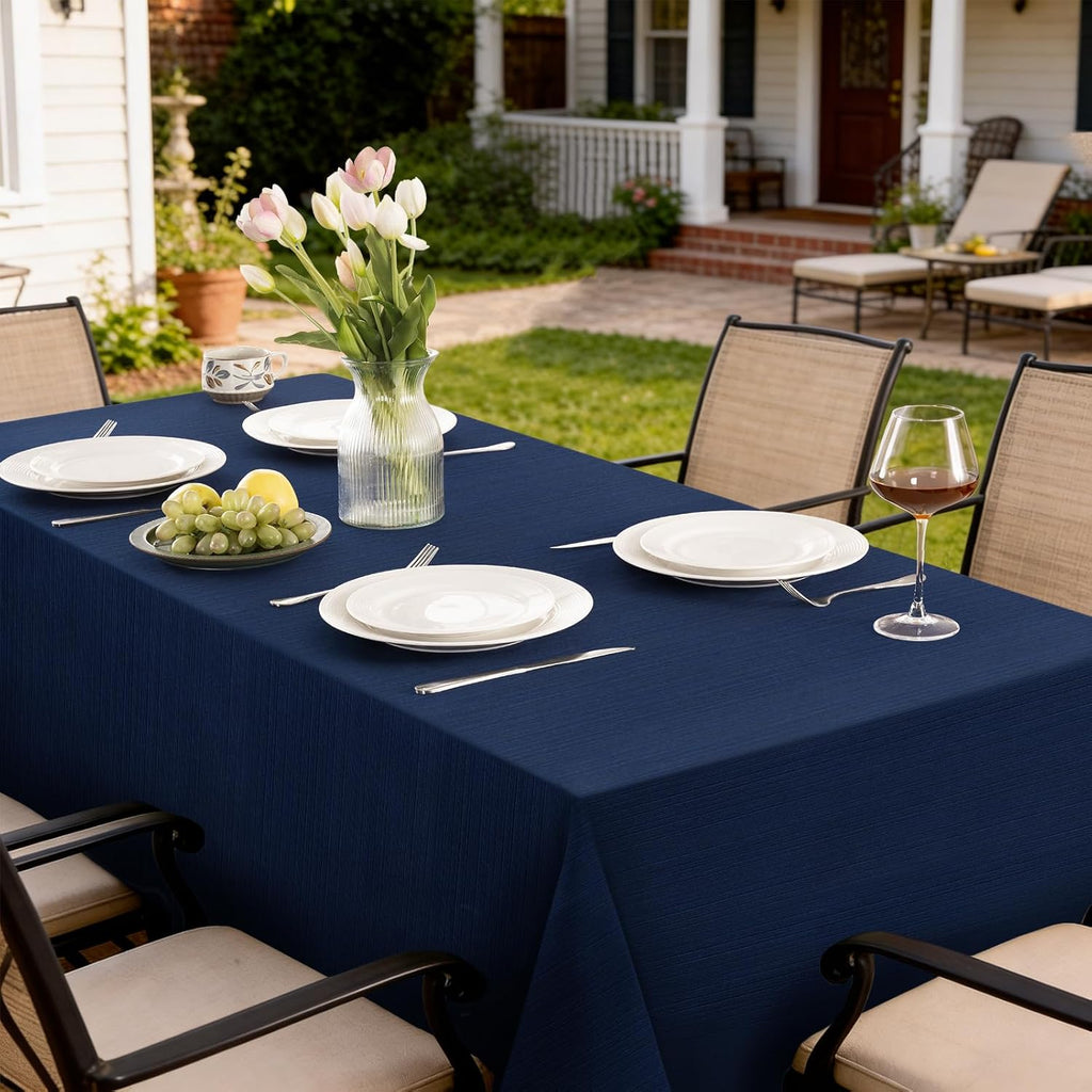 Jacquard Rectangle Tablecloth - Geometric Line Damask Table Covers Waterproof Stain Resistant Washab