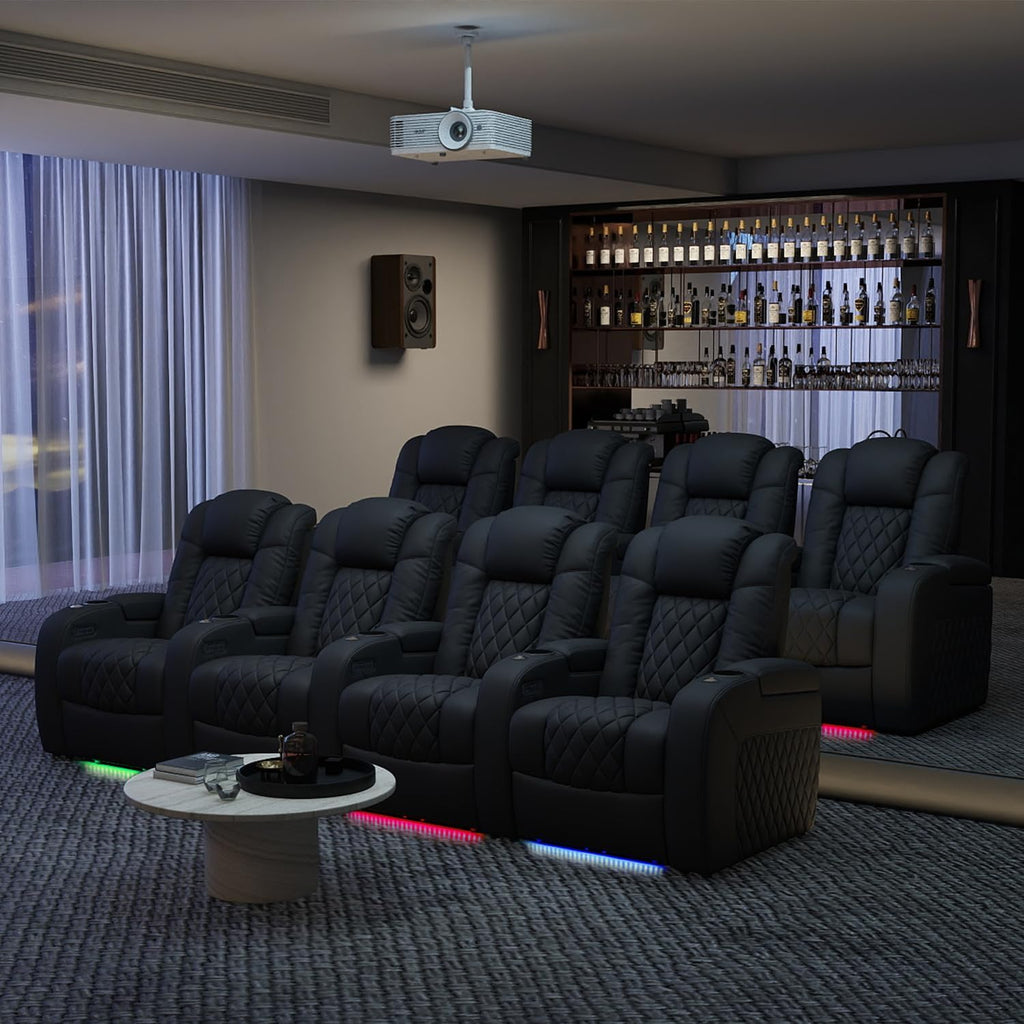 Home Theater Seating Top Grain Leather Zero Gravity Recliner Chair Power Headrest Recline Movie Seat Gaming 7 Colors