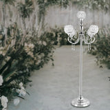 Silver Candelabra,49'' Tall Candelabra Floor Candle Holders,5 Arm Candelabra Candle Holder Centerpiece Decorations