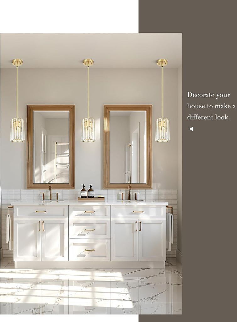 Crystal Pendant Lights, Hanging Light Fixture with Polished Gold Finish, Modern Mini Chandelier, Pendant Lights