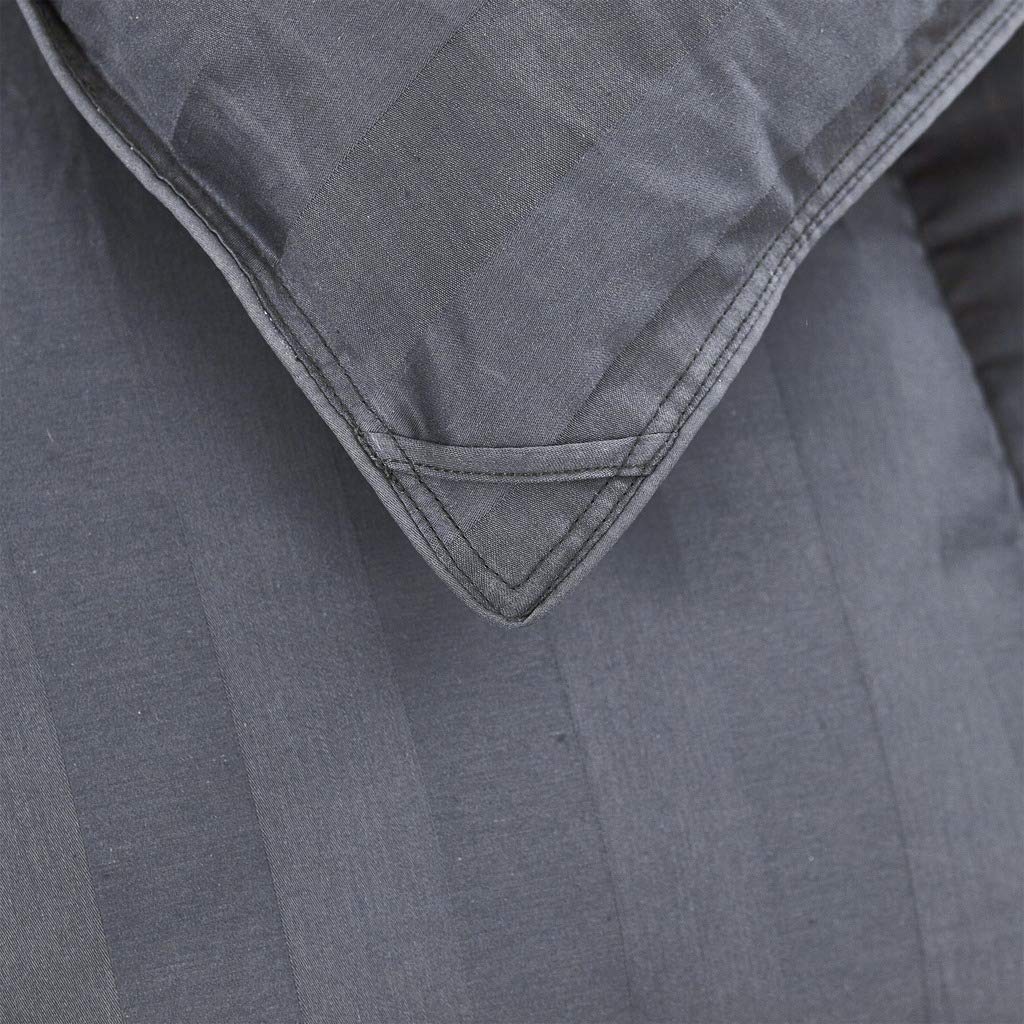 Luxurious All-Season Goose Down Comforter Full Size Duvet Insert, Exquisite Gray Stripe Design, 100% Egyptian Cotton