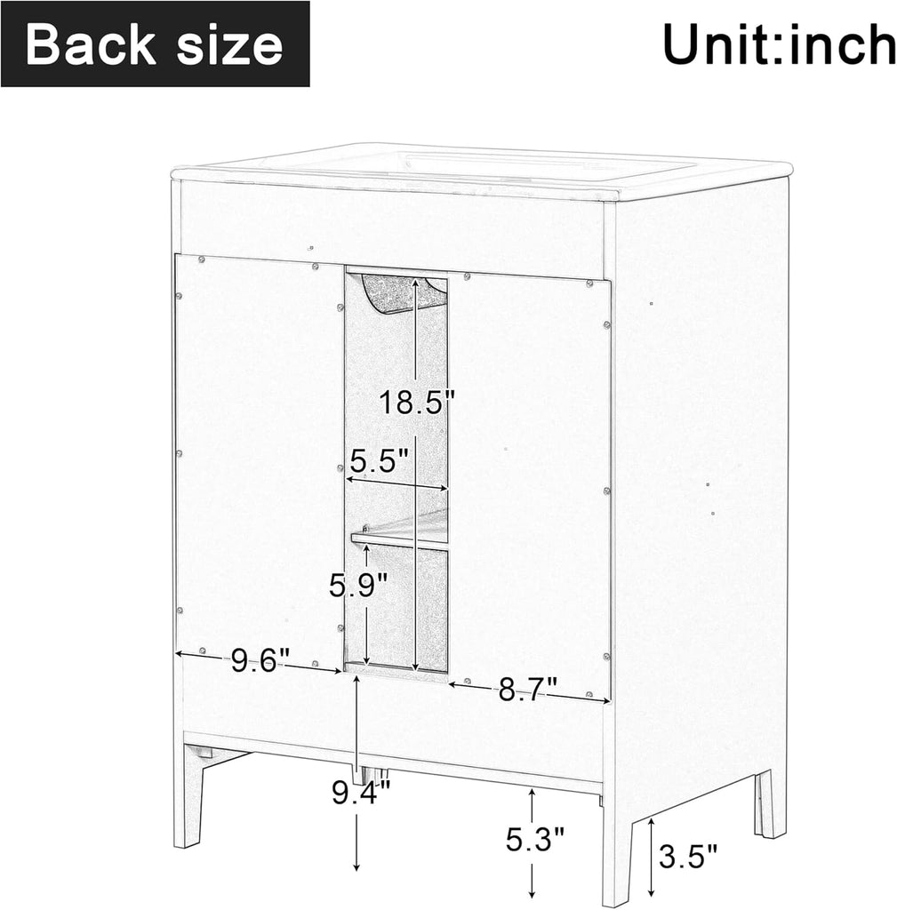 Harper & Bright Designs 24" Bathroom Vanity with Sink