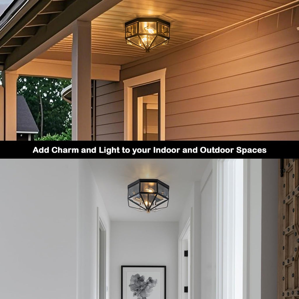 Flush Mount Ceiling Light Fixture, 2-Light Copper Outdoor Ceiling Lights