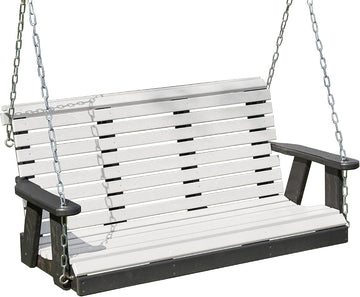 Poly Lumber Wood 5FT Porch Swing Amish Craftsmandship Made in USA HDPE with No wood fibers and 1000 lbs Limit.