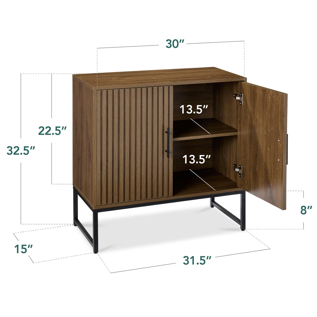 Slatted Sideboard Buffet Cabinet, Entryway Table, Accent Storage Cabinet, Console Table - Dark Brown