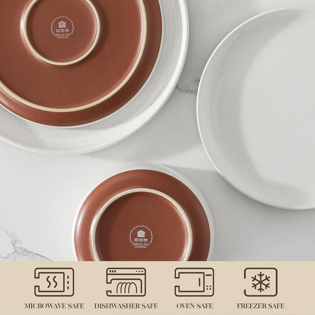 Plates and Bowls Sets, 12 Pieces Modern Stoneware Dinnerware Set for 4 Kitchen Dinner Set Ceramic Dishware Dishes Set