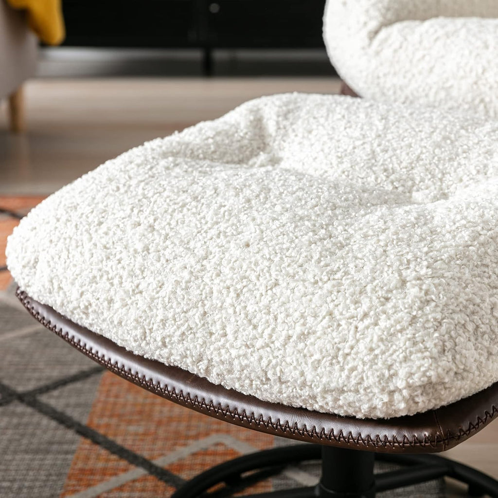 Modern Reading Chair and Ottoman — White