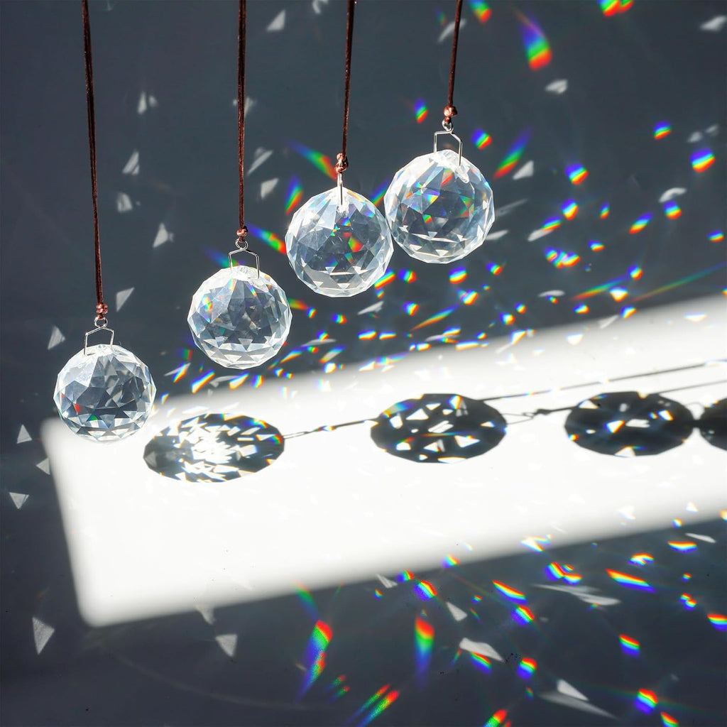 4 Pack Clear Crystal Ball Prism Suncatchers Window Rainbow Maker, 40mm - Hanging Crystals,Sun Catchers Indoor Window
