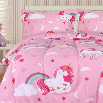 3 Pc Kids Twin Comforter Set, Unicorn