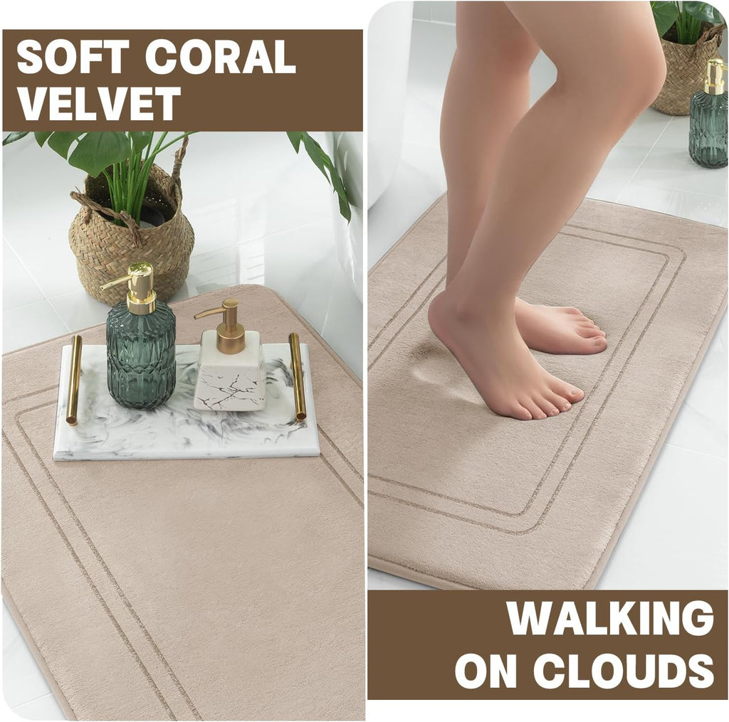 Memory Foam Bath Mat Set, Bathroom Rugs Sets 3 Pieces, Non Slip Bath Mats , Super Soft and Water Absorbent Bath Rug