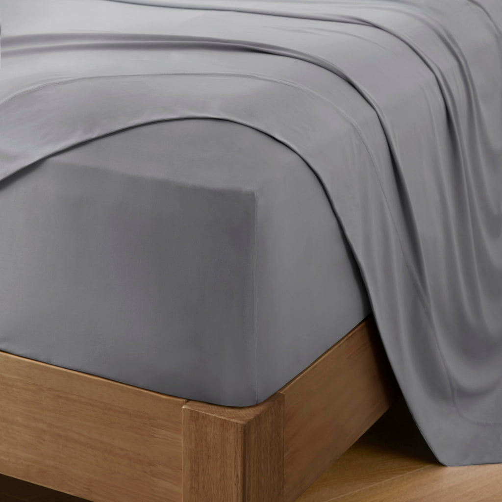 Cooling Stretch Jersey Bed Sheets - Queen Size, Grey - Cool-Touch Nylon Blend, Moisture-Wicking & Breathable for Hot