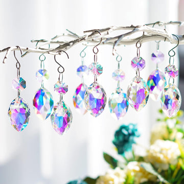 20pcs 38mm Horse Eye Chandelier Crystals, Crystal Chandelier Prisms Pendants Parts Connected Glass Octagon Beads Hanging