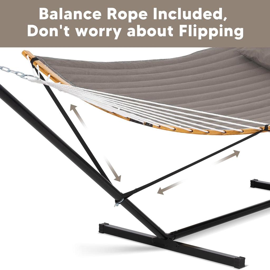 2 Person Hammock with Stand for Outside, Brown | Hammock and Stand Outdoor, Patent Pending
