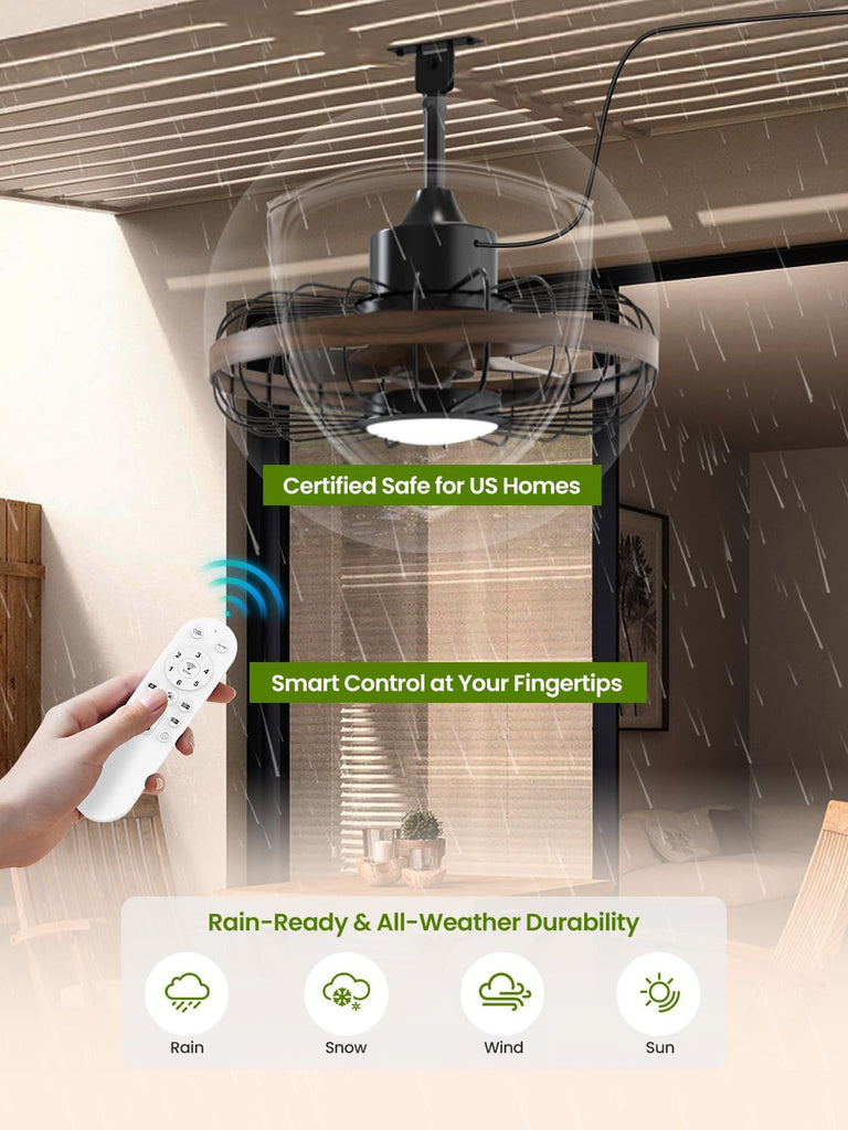 18 Inch Ceiling Fan Smart APP & Remote Control, 6 Speeds, 3 Color Temperatures, Gazebo Lights Outdoor Ceiling Fans for Patio Waterproof,Porch