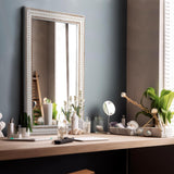 35x23 Inch Boho Wooden Rectangle Mirror , Rustic Farmhouse Decorative Wall Mirrors - Vertical or Horizontal Hanging