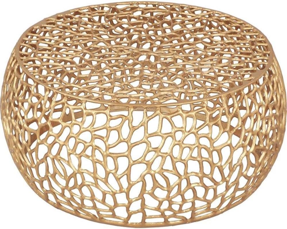 Priya Collection Modern | Contemporary Solid Aluminum Round Coffee Table with Intricate Design, 35" W x 35" D x 16" H