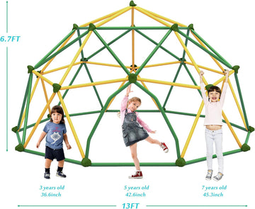 13ft Geometric Dome Climber Play Center, Kids Climbing Dome Tower, Rust & UV Resistant Steel Frame Supports 1000 Lbs