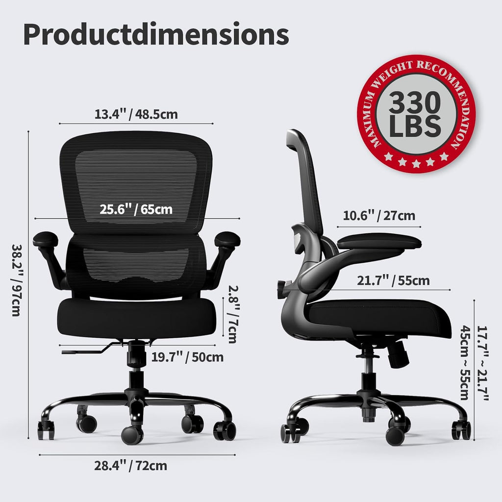 Ergonomic Desk Chair with Adjustable Lumbar Support, Mesh Computer Chair, Executive Chairs for Home Office