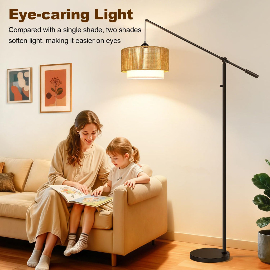 【Upgraded】Arc Dimmable Floor Lamps with Adjustable Swing Arm, 1100 Lumens Bulb Included