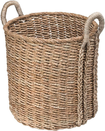 Seagrass Storage Basket, Blanket, Basket for Pillows Storage, Decorative Basket, Wicker Toy Organizer, Bedroom &