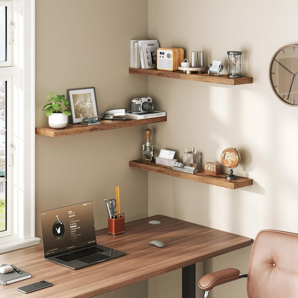 Floating Shelves for Wall, 1.5" Thick Wall Shelf Set of 3 with Invisible Brackets, L31.5 x W7.9 Hanging Shelves