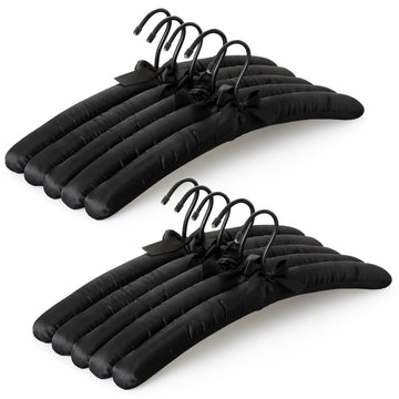 Satin Padded Hangers for Women Clothing 17-inch 10 Pack Black