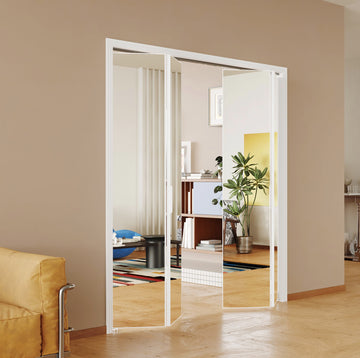 Bifold Doors, 60" (Double 30") x 80" Mirrored Bifold Closet Door