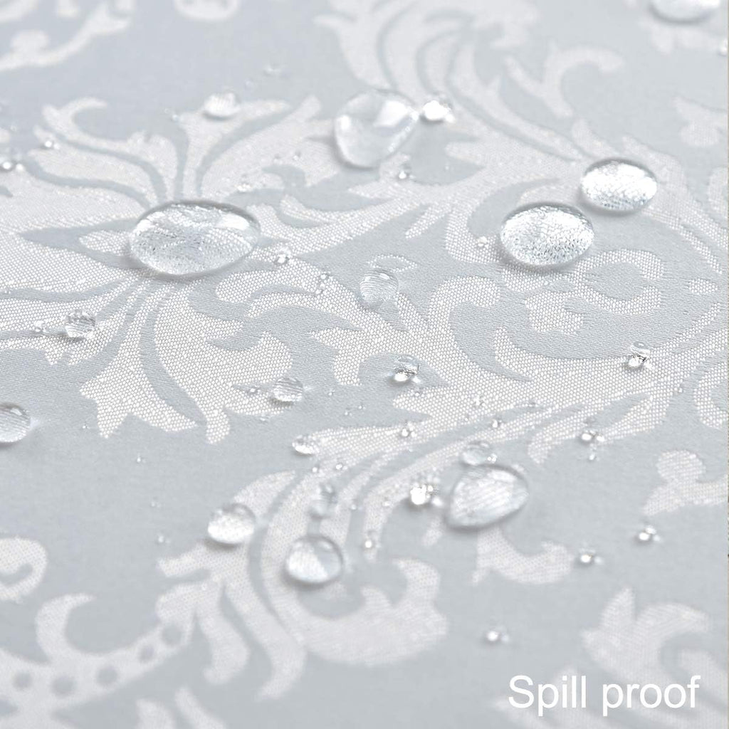 Rectangle Table Cloth - 60 x 102 Inch White Jacquard Tablecloths Damask Design Spillproof Wrinkle Re