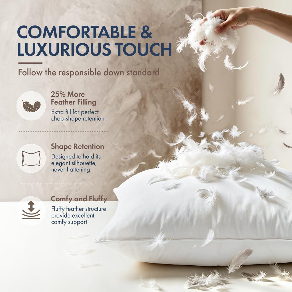 20x20 Feather Down Pillow Inserts Fluffy for Chop Look - Set of 2