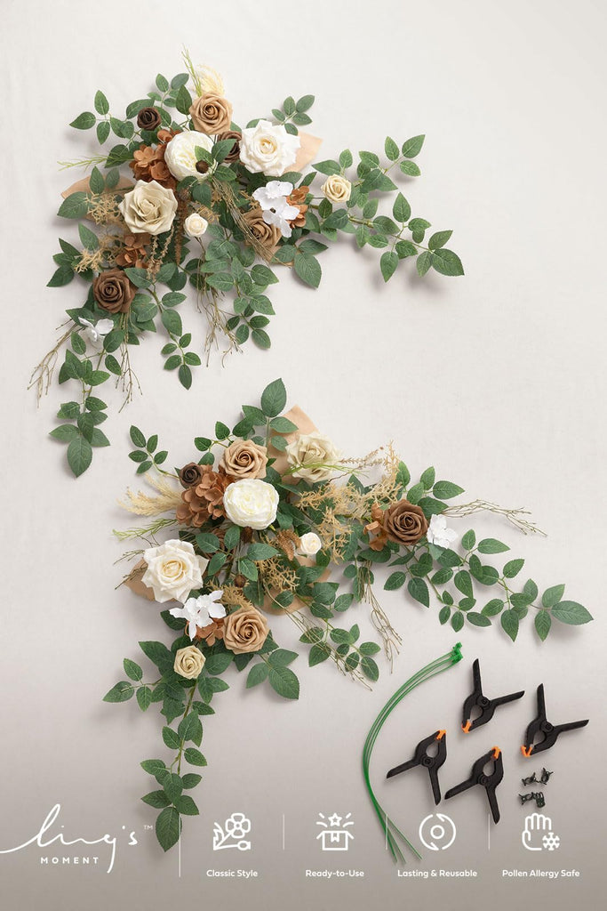 2PCS Artificial Floral Swags, Beige Brown