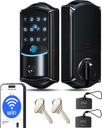 WiFi Smart Lock Fingerprint Keyless Entry Deadbolt Matte Black