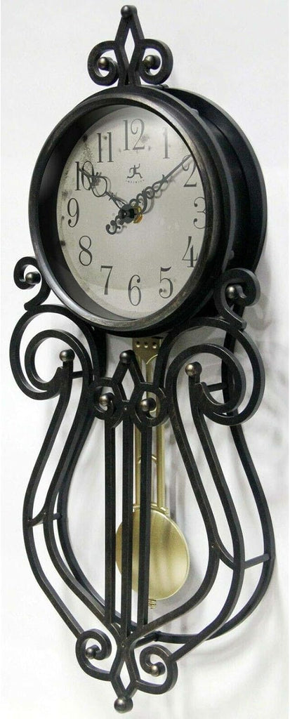 Infinity Instruments 20 inch x 9 Inch Classic Traditional Vintage Rustic Farmhouse Pendulum Non-Ticking Silent Battery Operated Easy to...