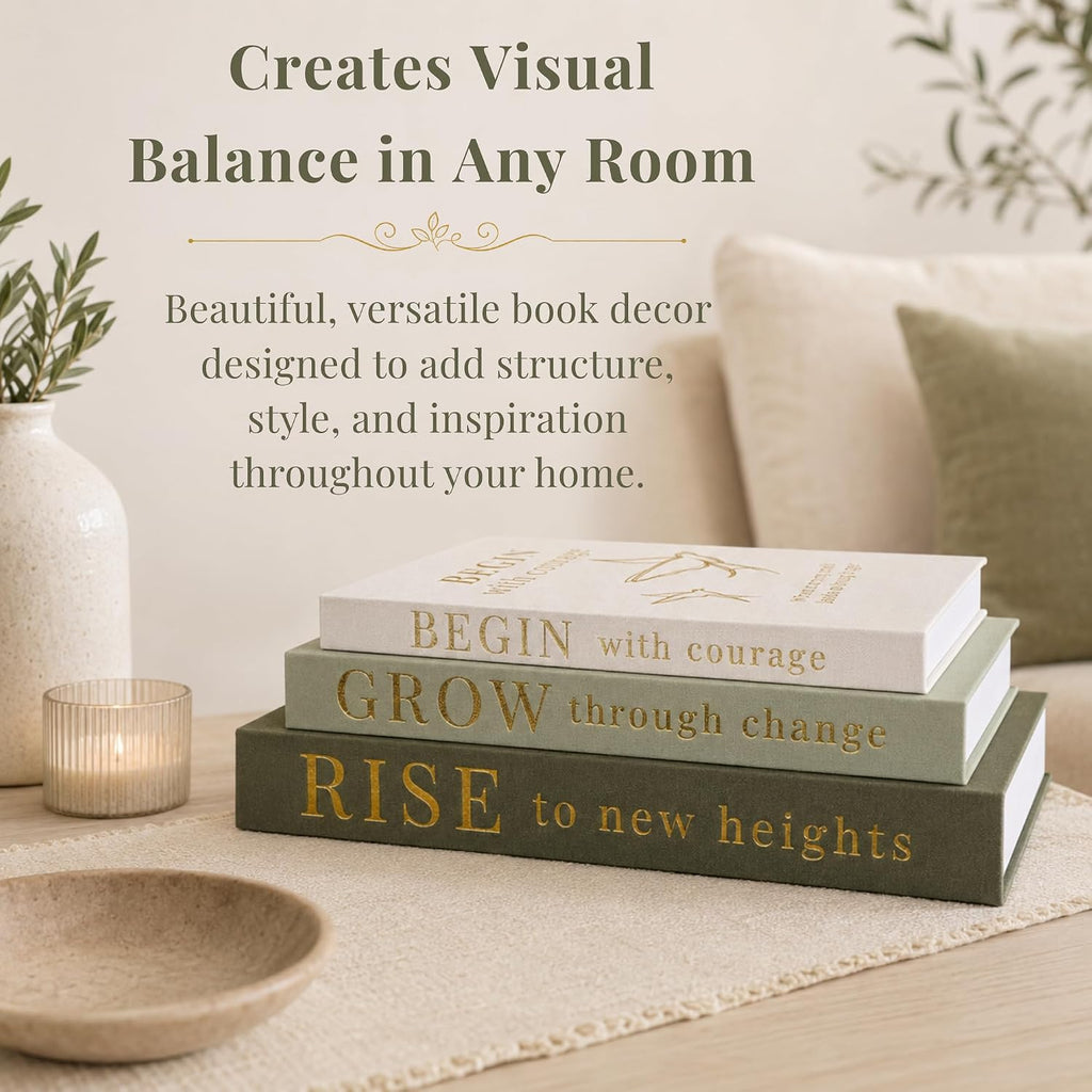 Decorative Books Decor | Elevate your Bookshelf Decor with Coffee Table Books (Fake Books Set of 3) | Faux Books for