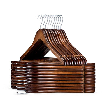 Premium Wooden Hangers 30 Pack, 17.5" Smooth Wood Clothes Hangers