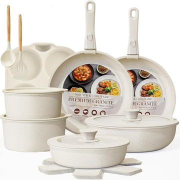 Ceramic Cookware Set, Pots and Pans Set Non stick, 21-Piece Induction Cookware, Non toxic Healthy Non Stick Kitchen