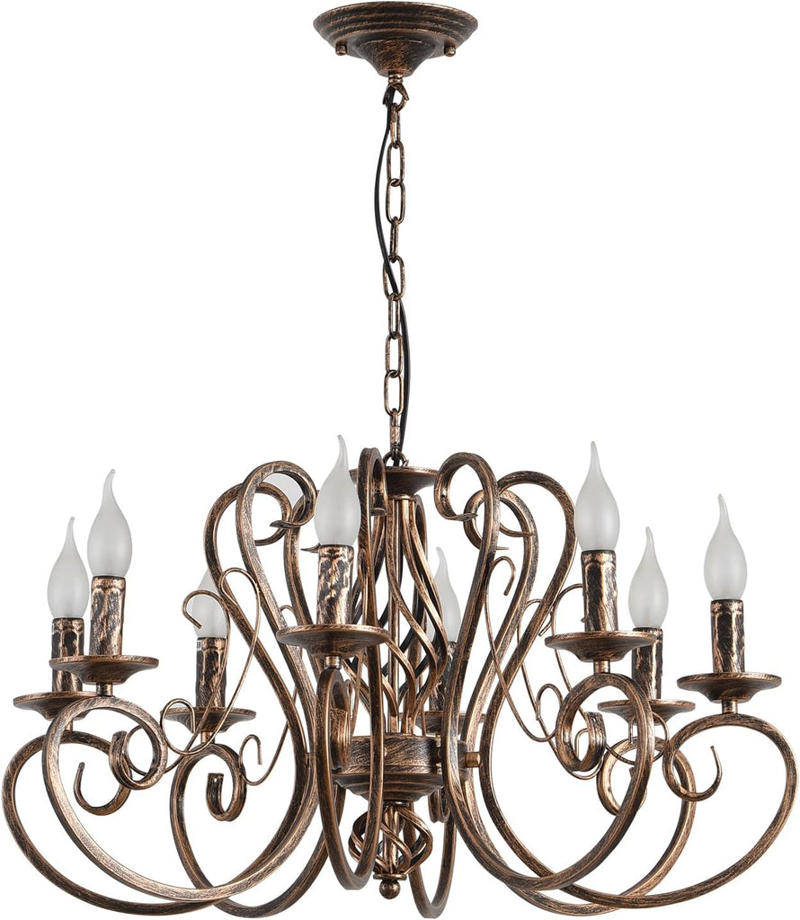 Chandeliers,8 Lights French Country Pendant Chandelier,Rustic Vintage Metal Pendant Light Fixture Adjustable Hanging Lighting,Living Room Light,Kitchen Chandelier