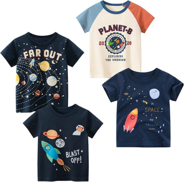 Boys' Pack Excavator Short Sleeve Crewneck T-Shirts Top Tee Toddler Boys' Value Pack Cotton T-Shirt
