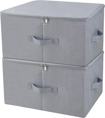 17.6 X 13.6 X 9.7",Folding Closet Clothes Storage Boxes with Zip Lid, 2 PCS | 17.6"x 13.6"x 9.7", drawer Cubes