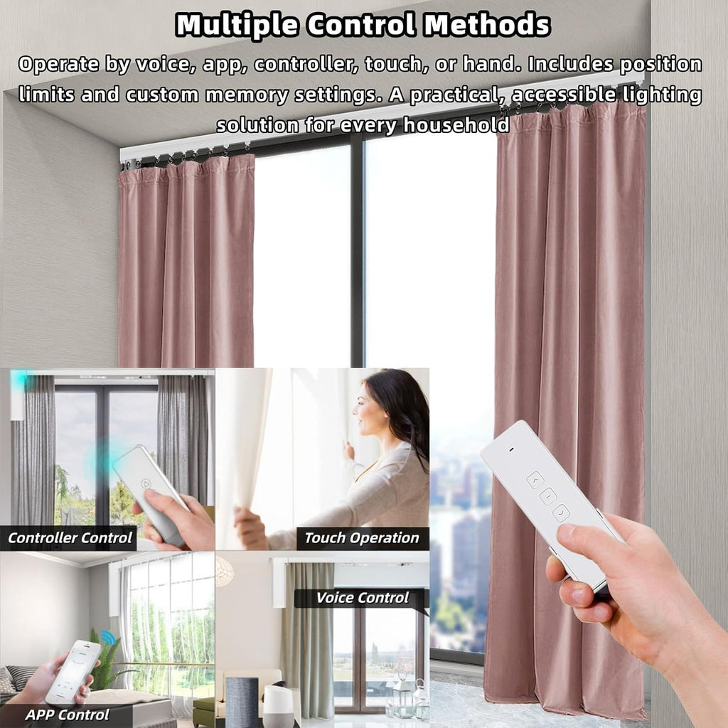 Electric Curtain Track, Retractable Motorized Curtains Rod From 7-13.78ft, Automatic Curtain Opener with