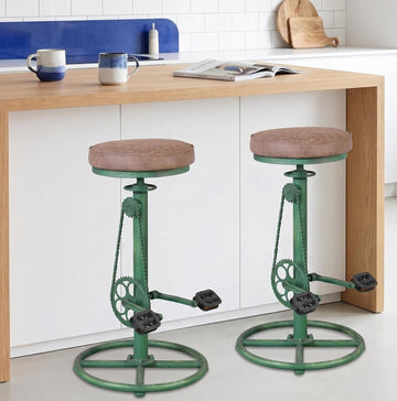 Vintage DIY Bar Stool Bicycle Chain Iron Pedal Retro Industrial Height Adjustable Bicycle Wheel Design bar Chair Set
