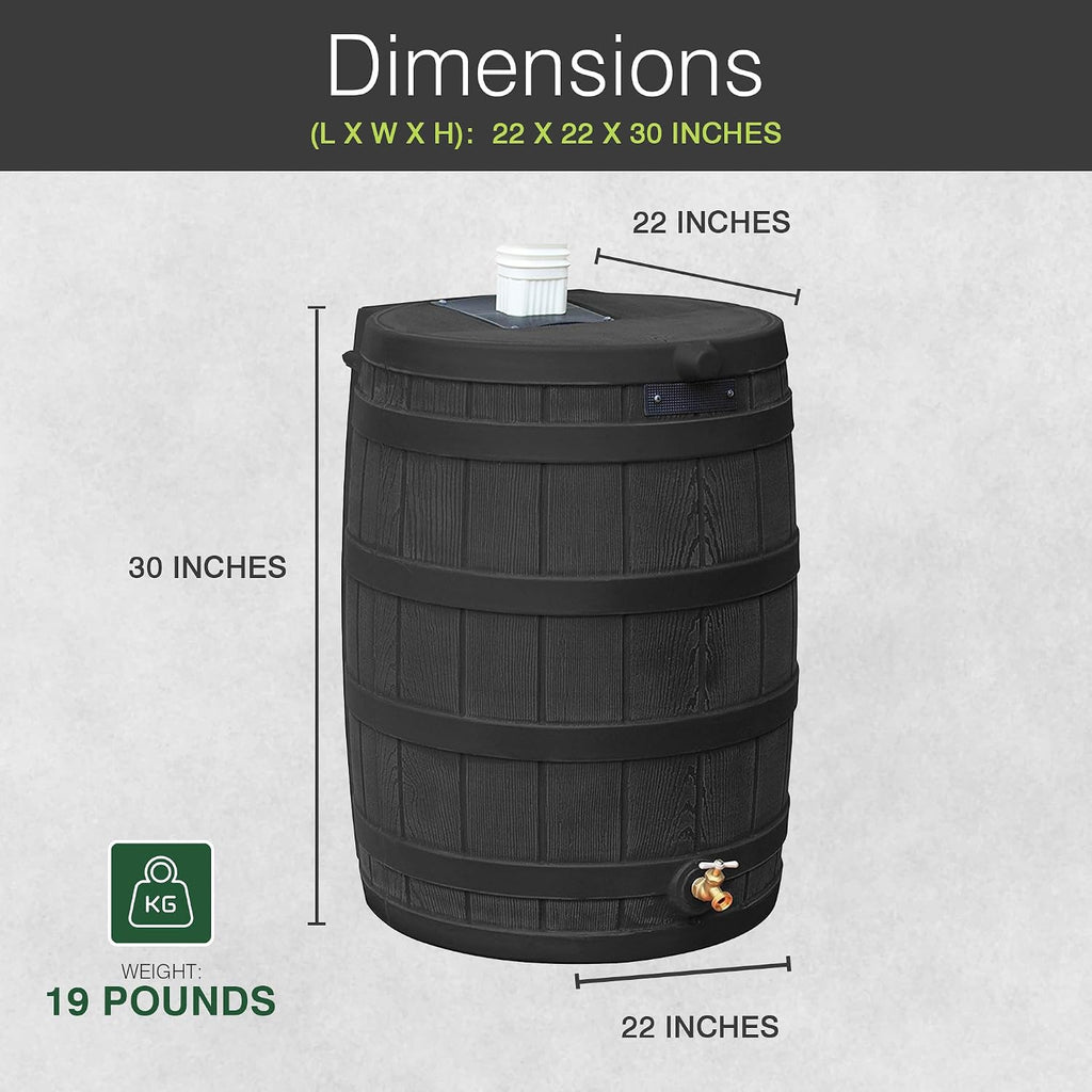 Rain Wizard Water Collection Barrel, 50 Gallon, Black - Set of 2