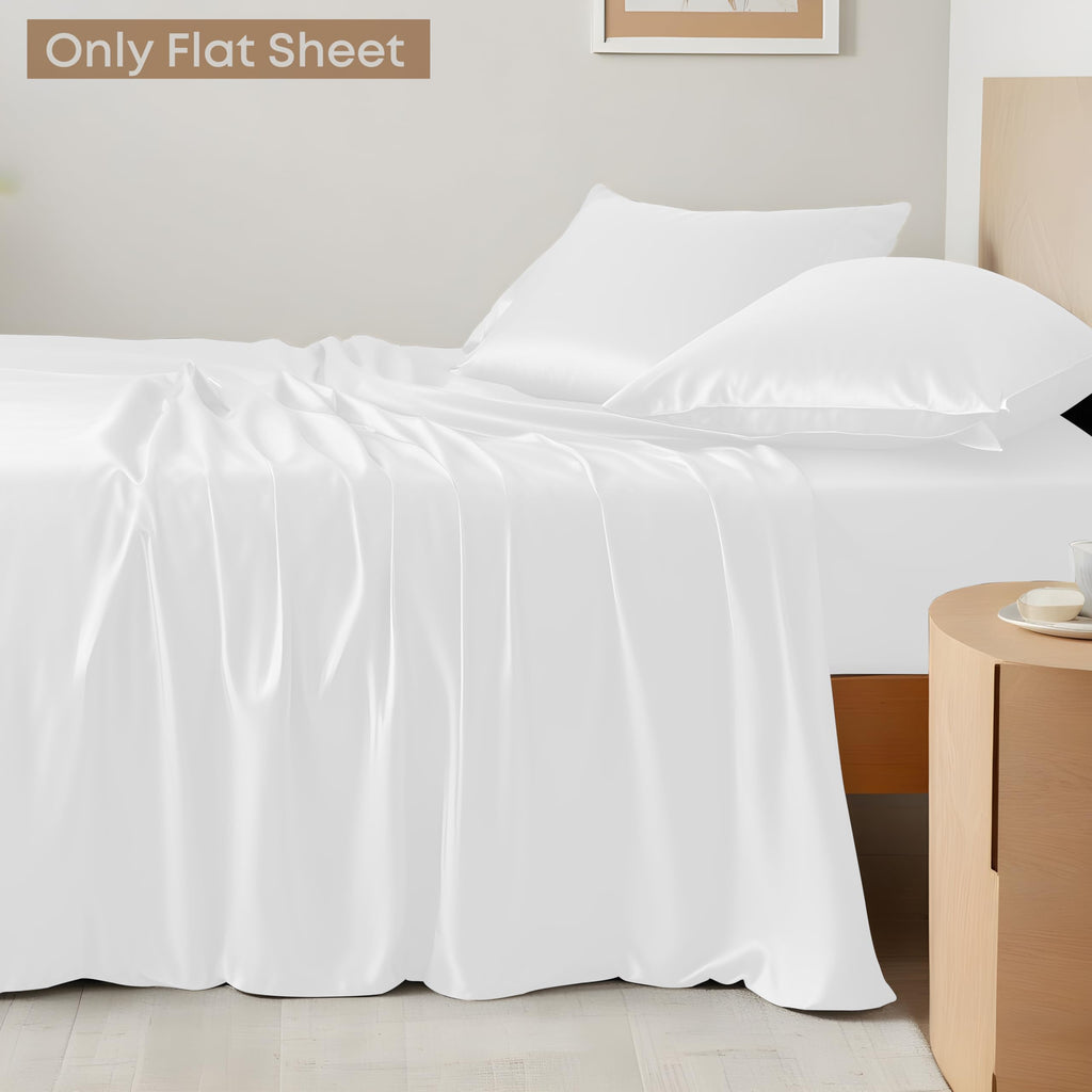 Flat Sheet Only, Austrian Tencel Lyocell Silk Bedding, 300 Thread Count Premium Soft Cooling Eucalyptus Top Sheet
