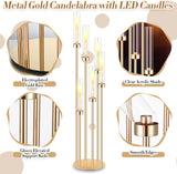 4 Sets Acrylic Candelabra Centerpieces 46.5'' Tall Clear Candle Holders Pillar Taper Candlestick with Lampshades 6