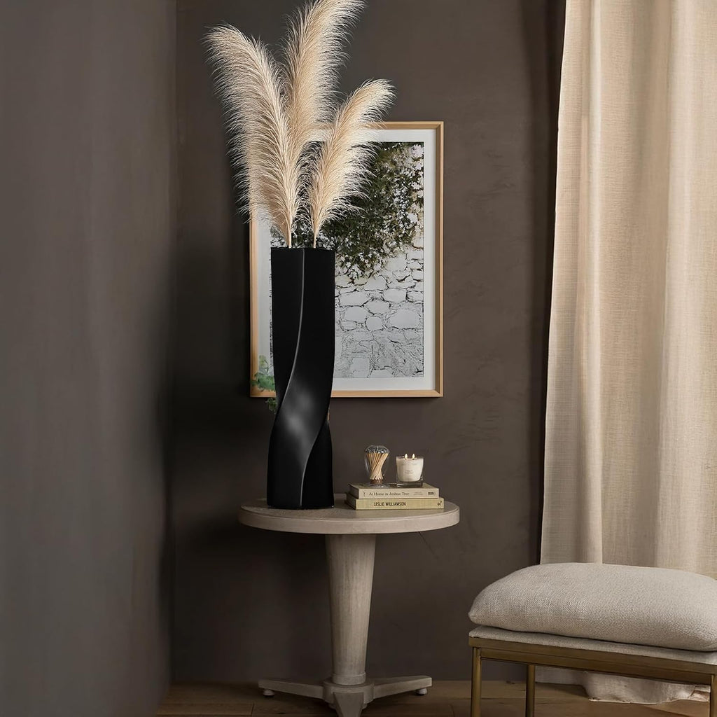 Tall Vase On Floor, 16.34" Twisted Geometric Flower Vase