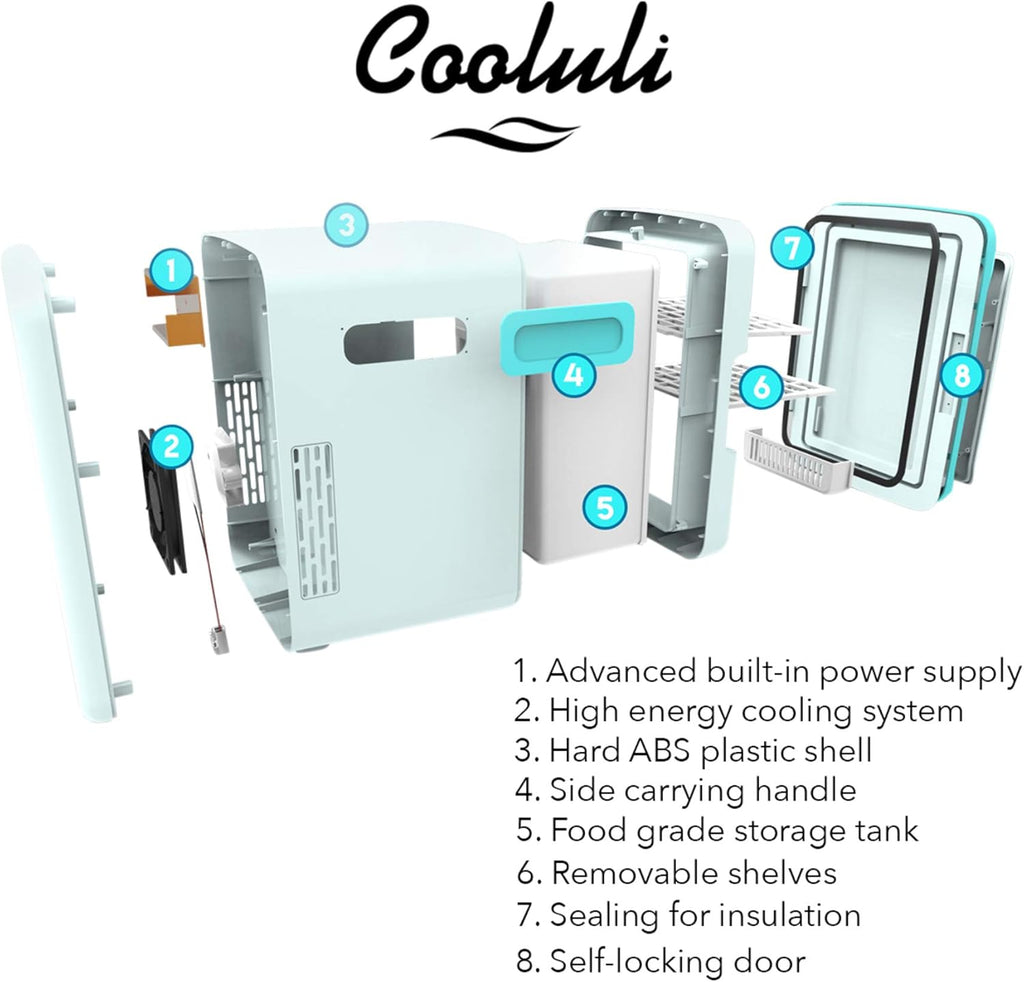 10L Mini Fridge for Bedroom - Car, Office Desk & College Dorm Room - 12V Portable Cooler & Warmer for Food, Drinks